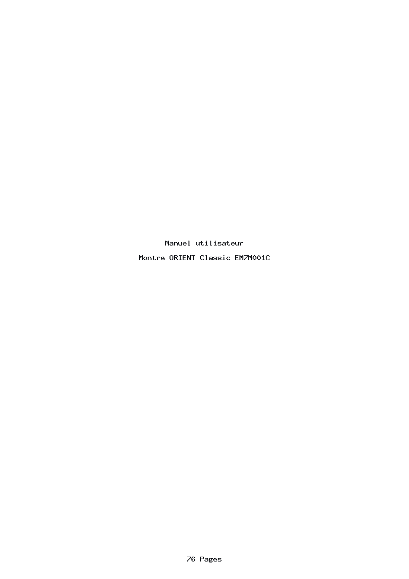 Page 1 de la notice Manuel utilisateur ORIENT Classic EM7M001C