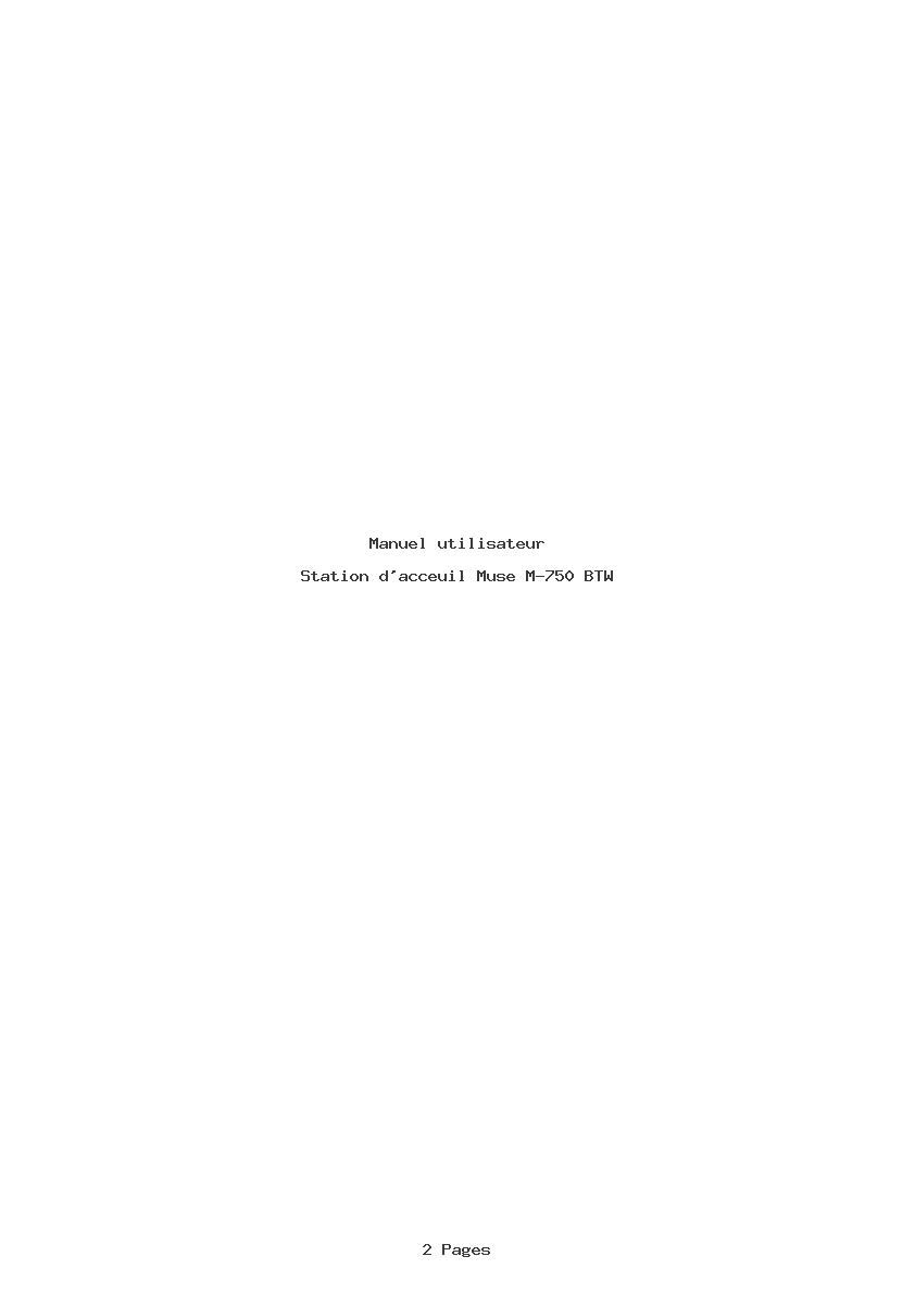 Page 1 de la notice Manuel utilisateur Muse M-750 BTW