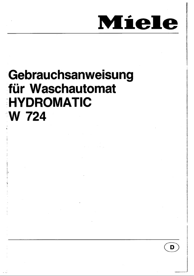 Página 1 del manual Manual de usuario Miele Hydromatic W 724