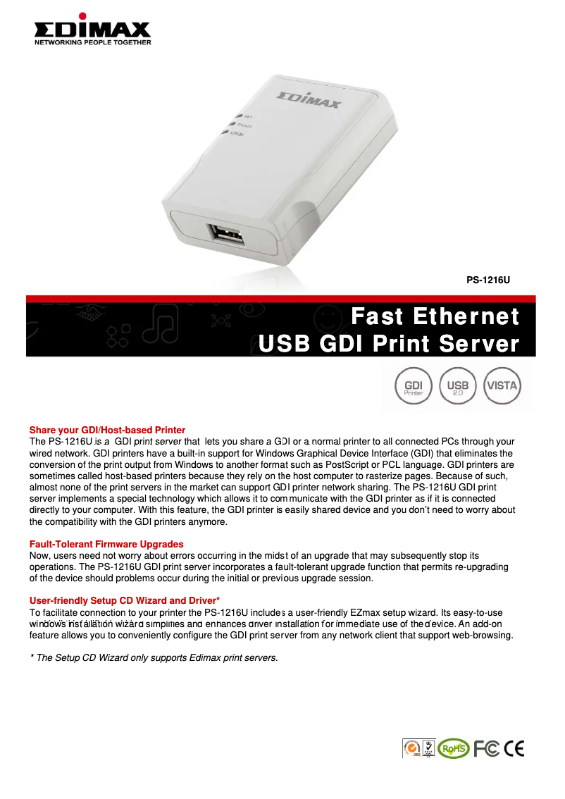 Page 1 de la notice Manuel utilisateur Edimax PS-1216U