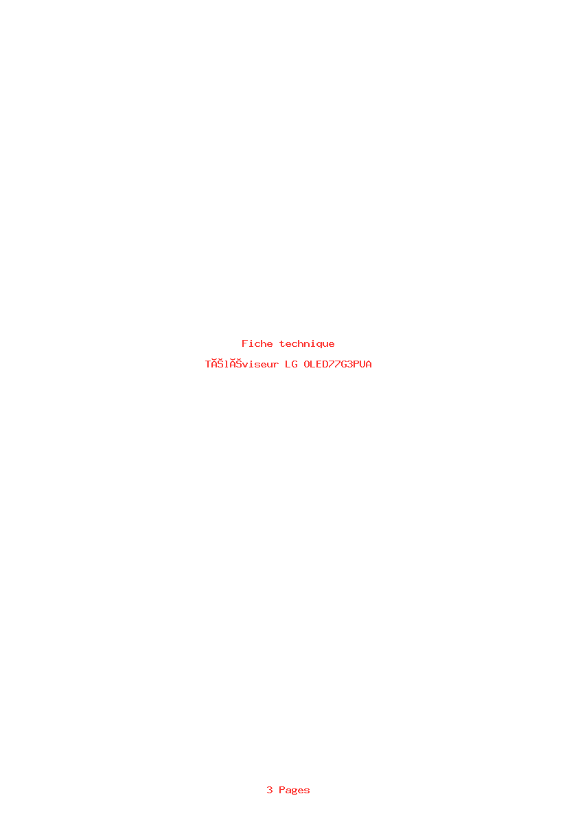 Page 1 de la notice Fiche technique LG OLED77G3PUA