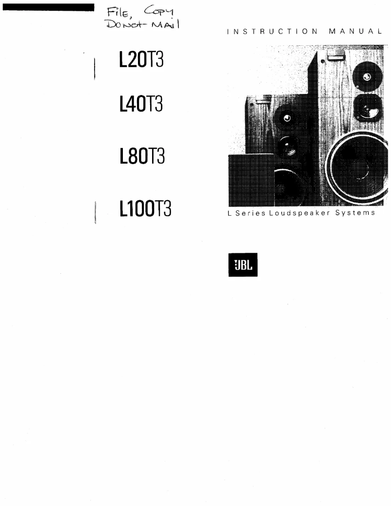 Page 1 de la notice Manuel utilisateur JBL L80T3