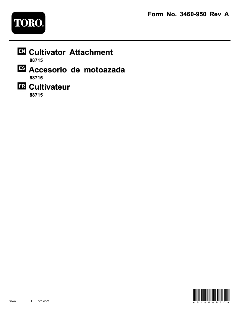 Page 1 de la notice Manuel utilisateur Toro 88715