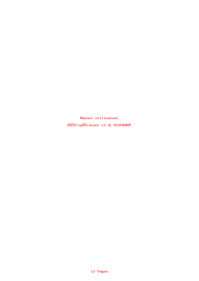 Page 1 de la notice Manuel utilisateur LG GL-B205KMHP