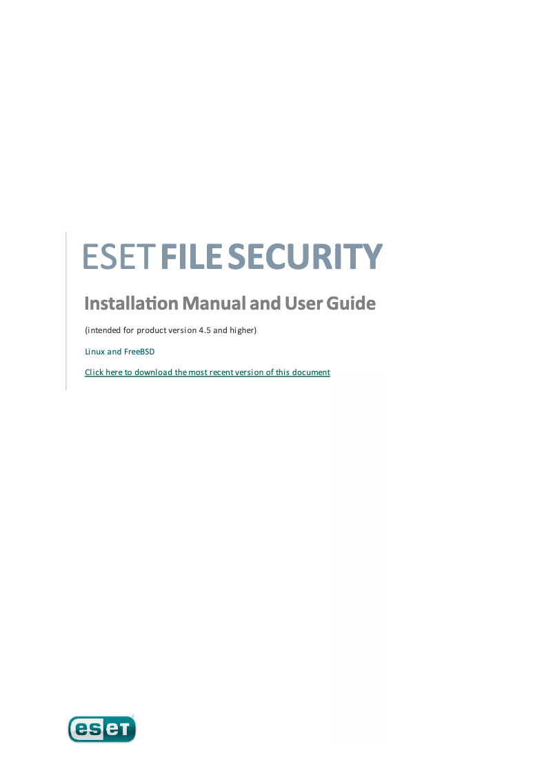 Page 1 of the manual User Manual ESET File Security for Linux