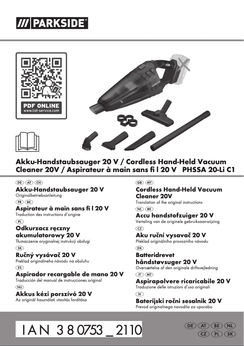 Page 1 de la notice Manuel utilisateur Parkside PHSSA 20-Li C1