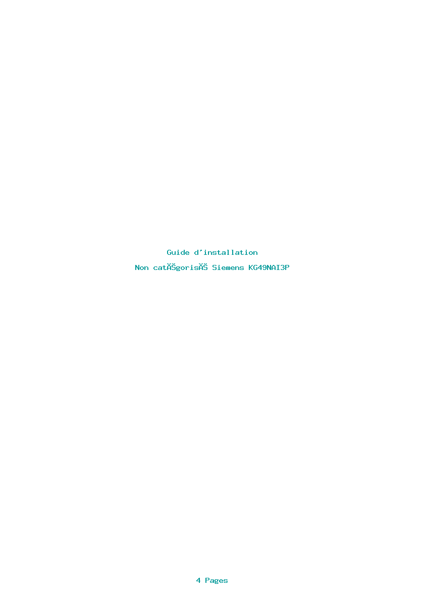 Page 1 de la notice Guide d'installation Siemens KG49NAI3P