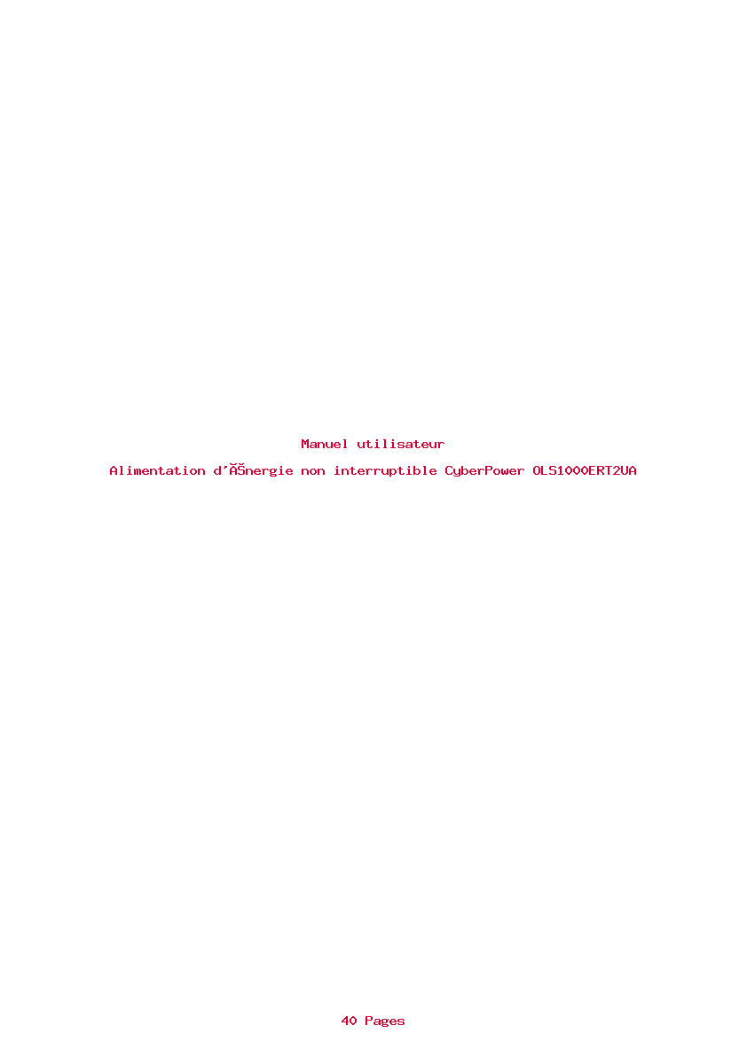 Page 1 de la notice Manuel utilisateur CyberPower OLS1000ERT2UA