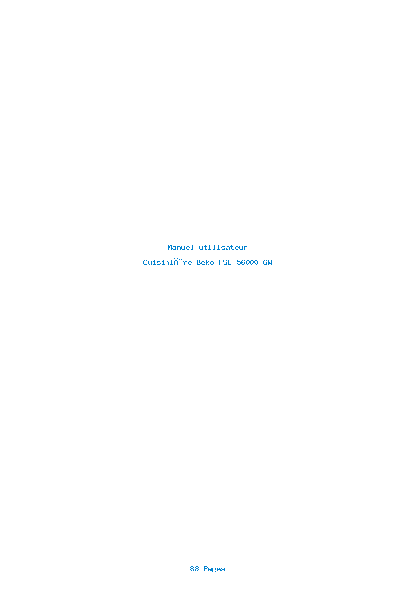 Page 1 de la notice Manuel utilisateur Beko FSE 56000 GW