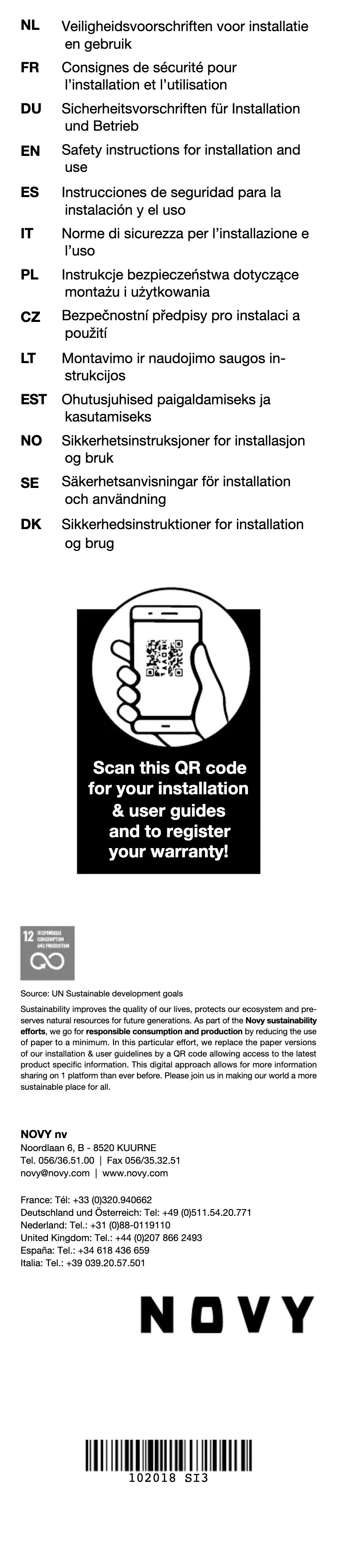 Page 1 de la notice Instructions de sécurité Novy Pure'line 6845