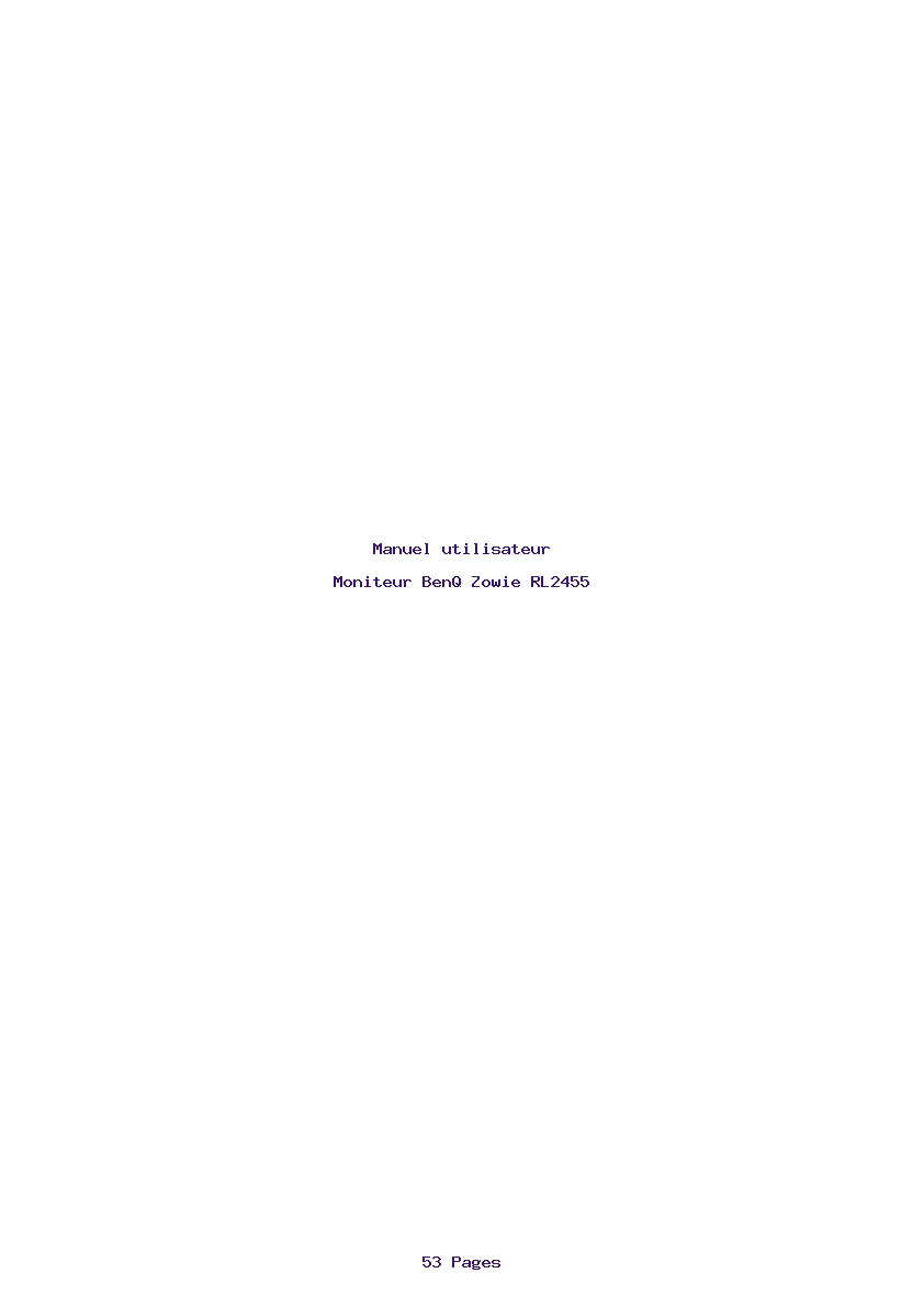 Page 1 de la notice Manuel utilisateur BenQ Zowie RL2455