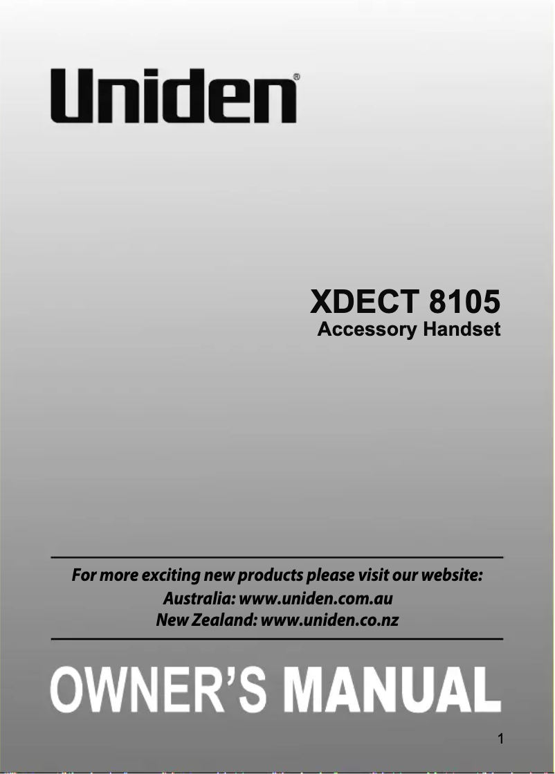 First page image of the manual for XDECT 8105