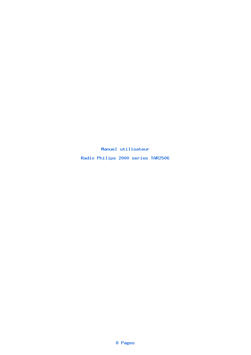 Page 1 de la notice Manuel utilisateur Philips 2000 series TAR2506