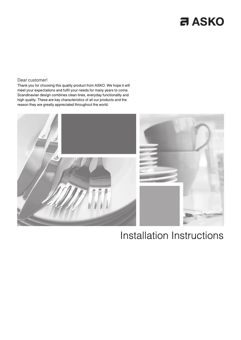 Page 1 of the manual Installation Guide Asko RF2826S