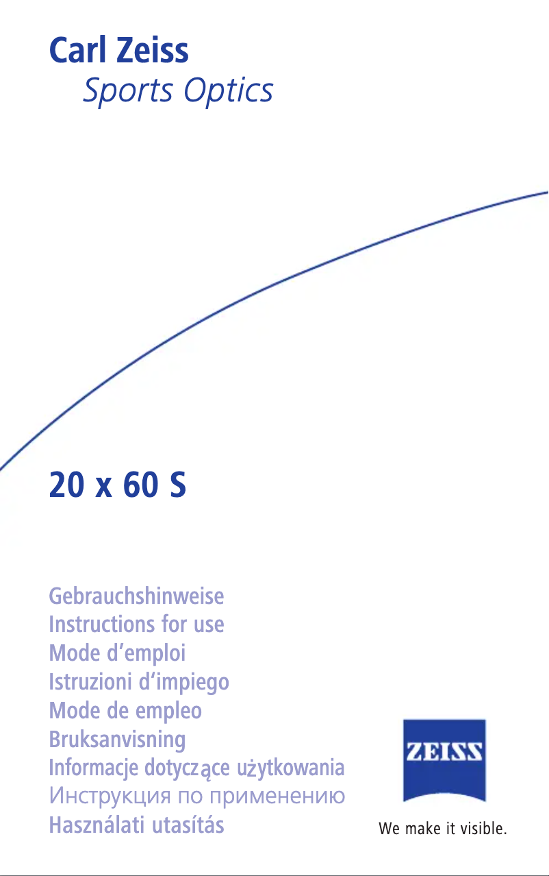 Page 1 de la notice Manuel utilisateur Zeiss 20x60 S