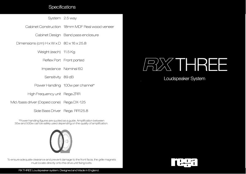 Page 1 de la notice Manuel utilisateur Rega RX3