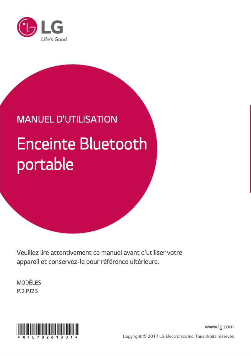 Page 1 of the manual User Manual LG PJ2