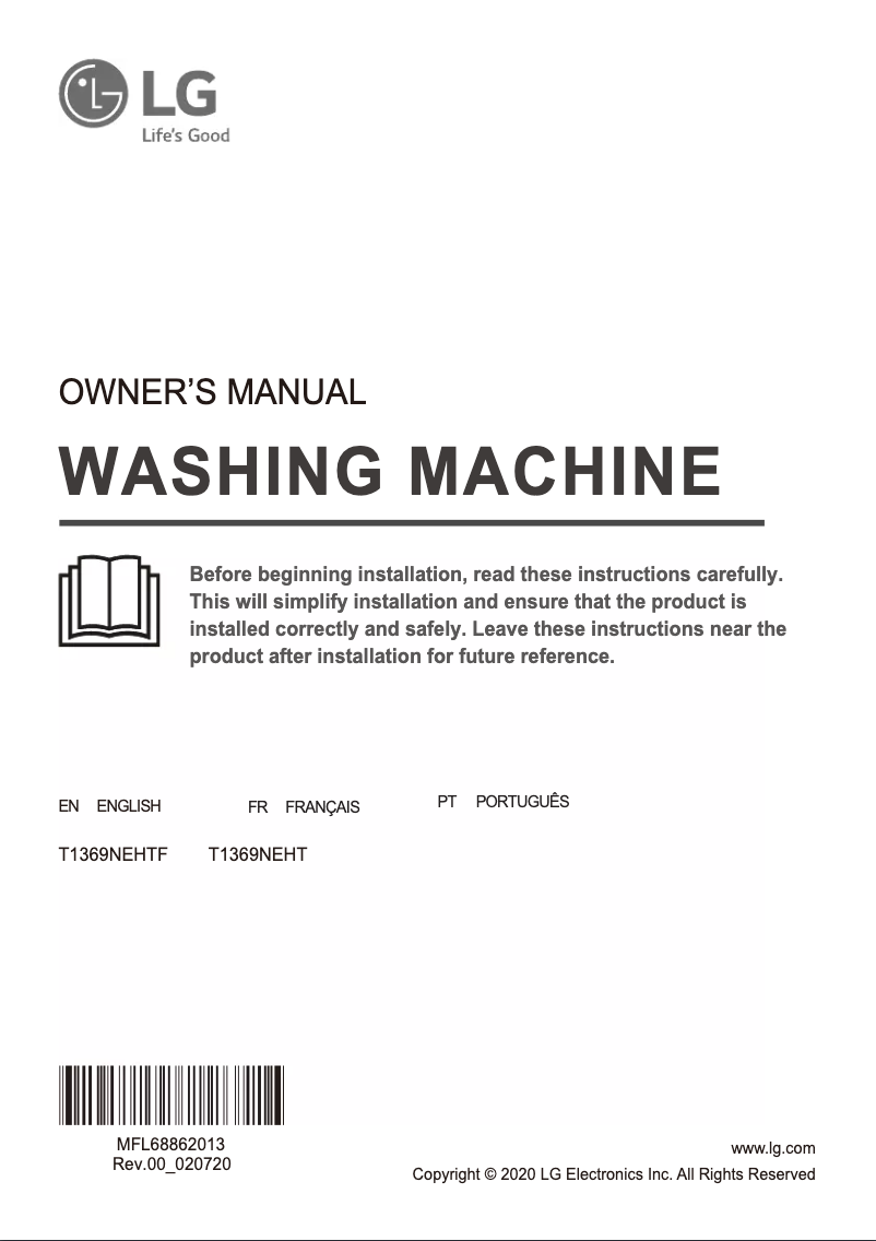 Page 1 de la notice Manuel utilisateur LG T1369NEHTF