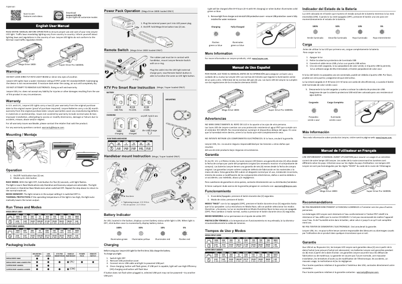 Page 1 de la notice Manuel utilisateur Lezyne Mega Drive 1800i
