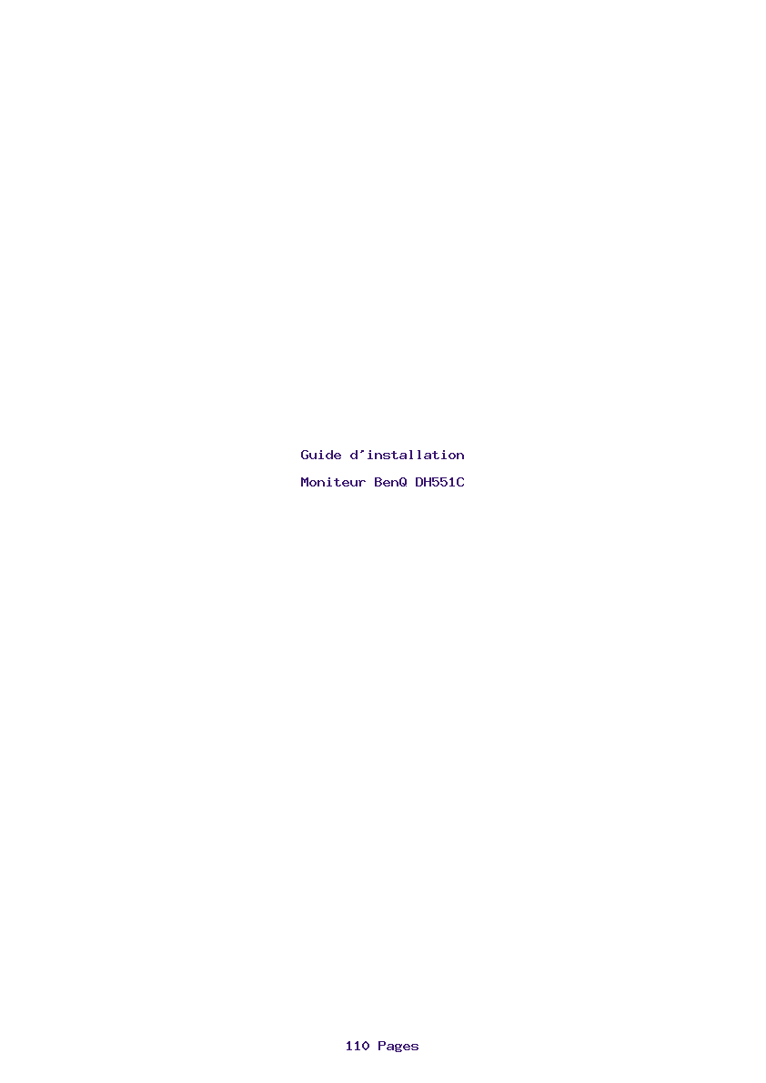 Page 1 de la notice Guide d'installation BenQ DH551C