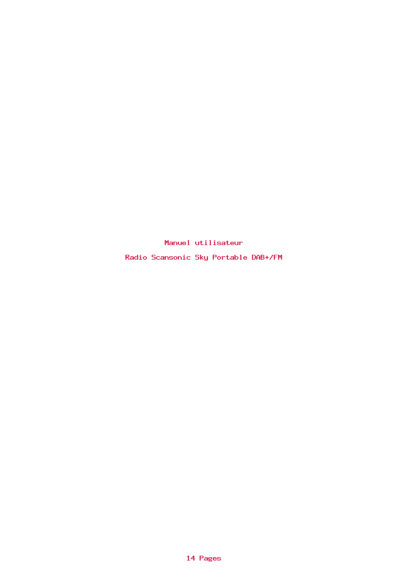 Page 1 de la notice Manuel utilisateur Scansonic Sky Portable DAB+/FM