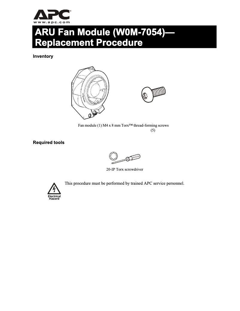 Página 1 del manual Manual de usuario APC W0M-7054