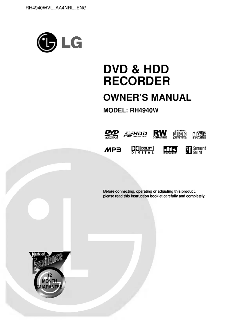 Page 1 de la notice Manuel utilisateur LG RH4940W