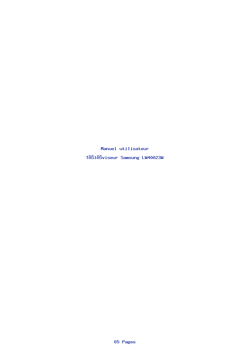 Page 1 de la notice Manuel utilisateur Samsung LW40A23W
