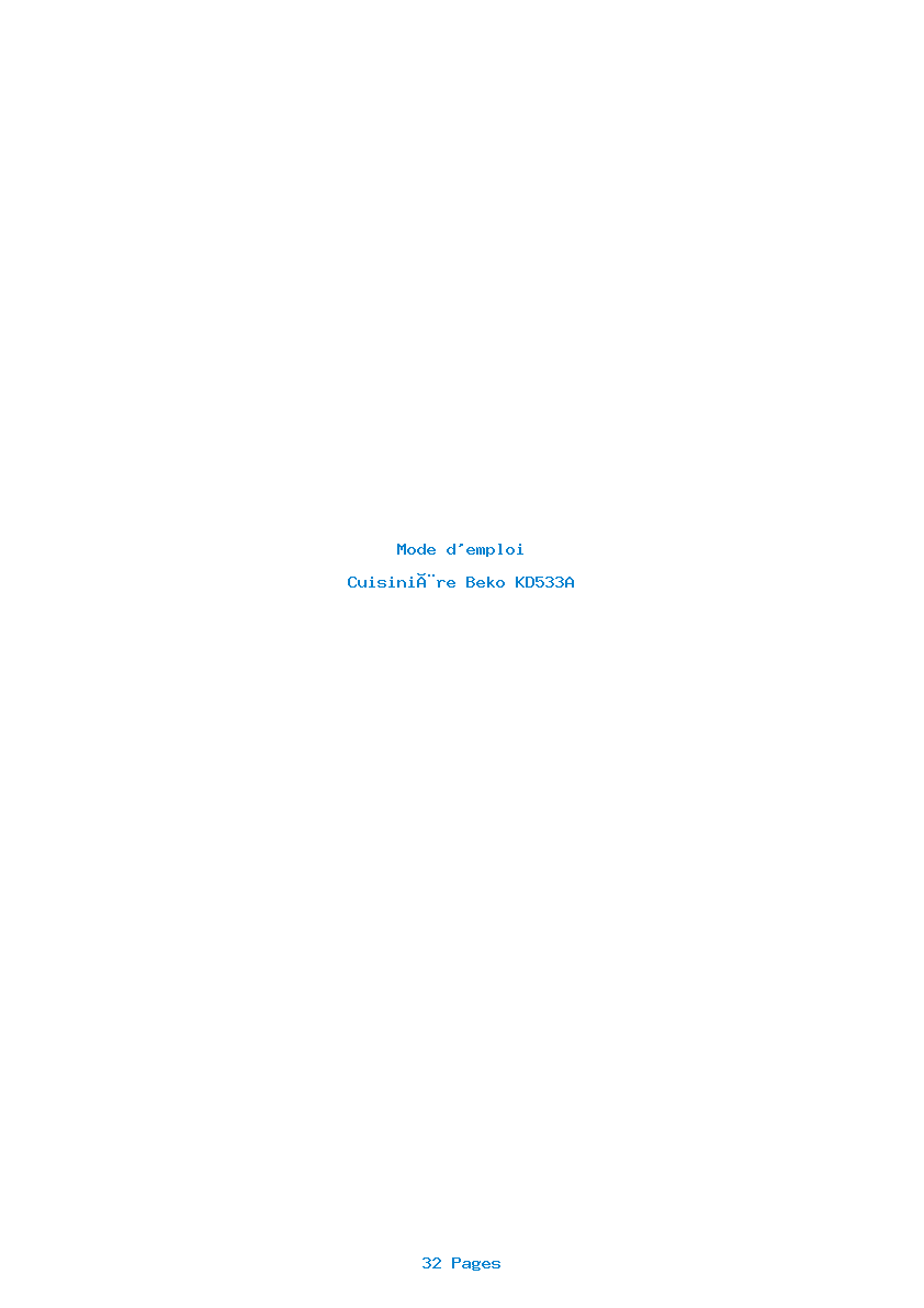 Page 1 de la notice Mode d'emploi Beko KD533A