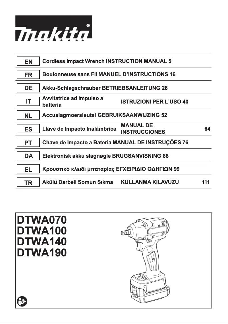 Página 1 del manual Manual de usuario Makita DTWA100Z