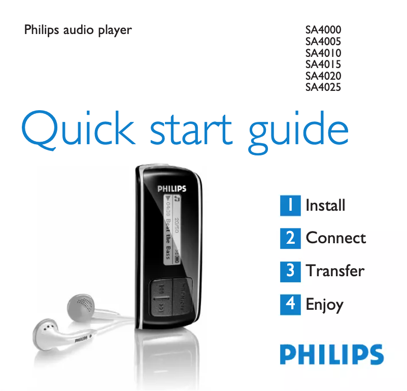 Page 1 of the manual Quick Start Guide Philips GoGear SA4015