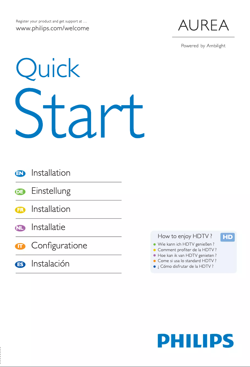 Página 1 del manual Guía de inicio rápido Philips 42PFL9903H