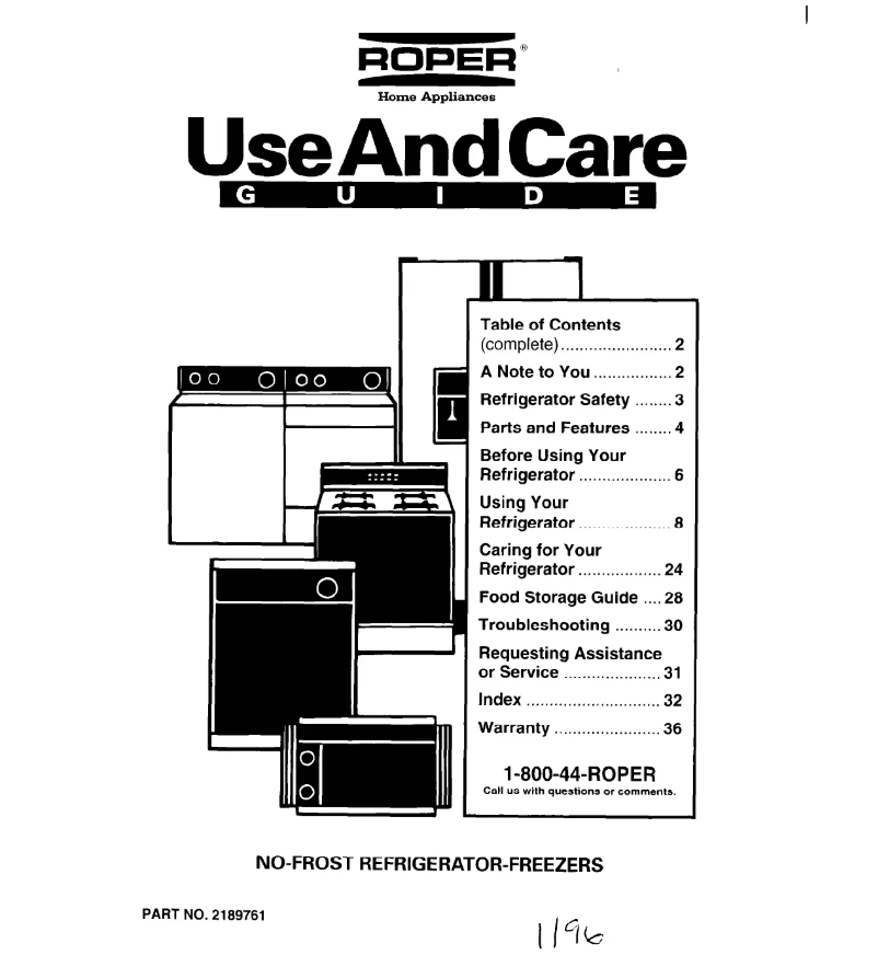 Page 1 de la notice Manuel utilisateur Roper RS20AWXEN00