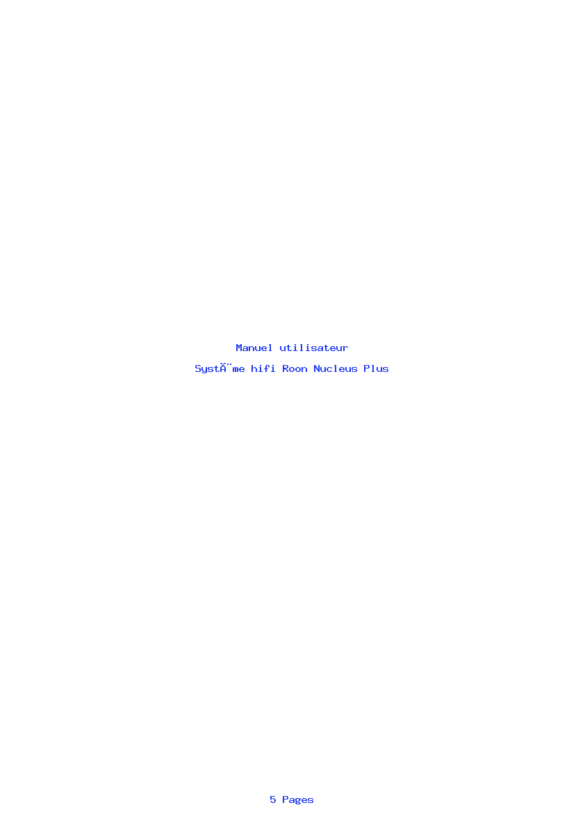 Page 1 de la notice Manuel utilisateur Roon Nucleus Plus