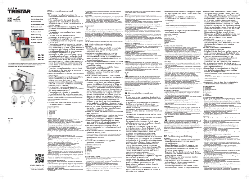 Page 1 de la notice Manuel utilisateur TriStar MX-4182