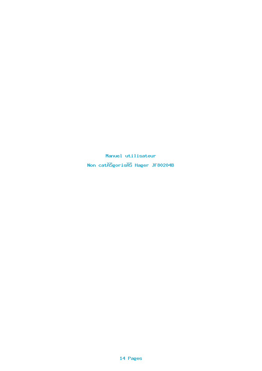 Page 1 de la notice Manuel utilisateur Hager JF80204B
