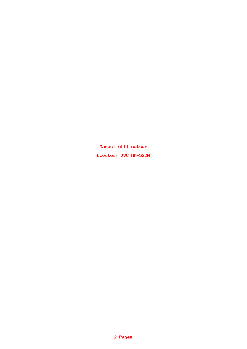 Page 1 de la notice Manuel utilisateur JVC HA-S22W