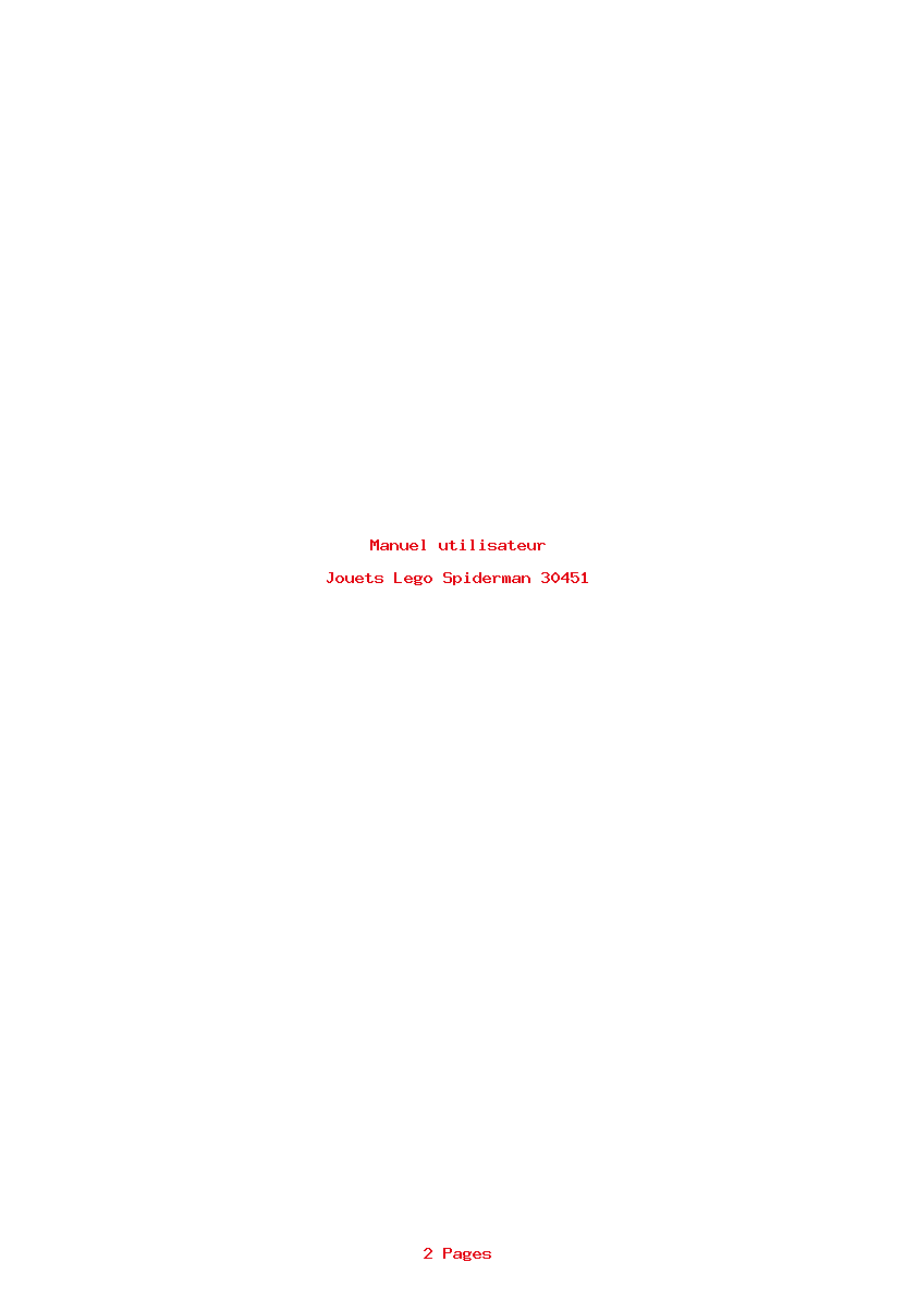 Page 1 de la notice Manuel utilisateur Lego Spiderman 30451