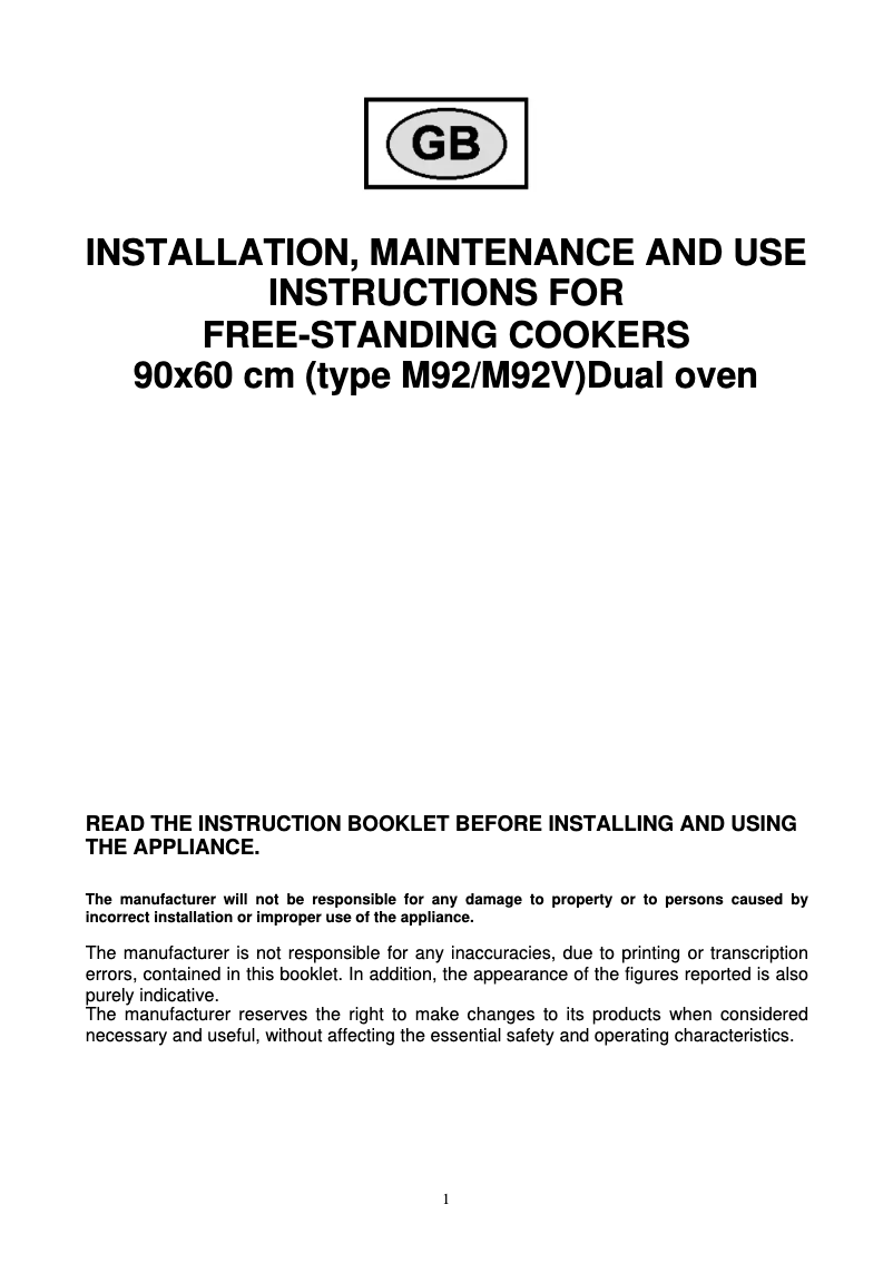 Page 1 de la notice Manuel utilisateur Bertazzoni AD90 5 MFE XE