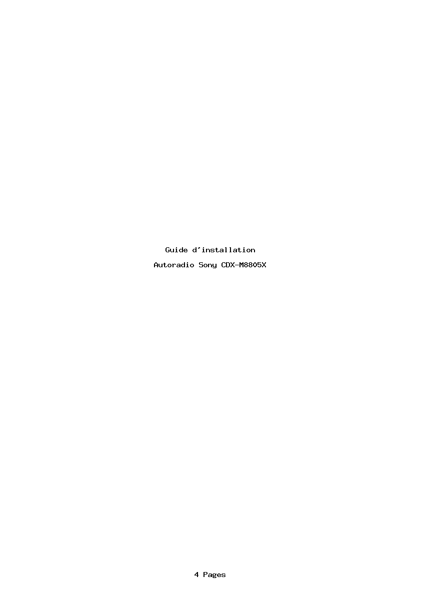 Page 1 de la notice Guide d'installation Sony CDX-M8805X