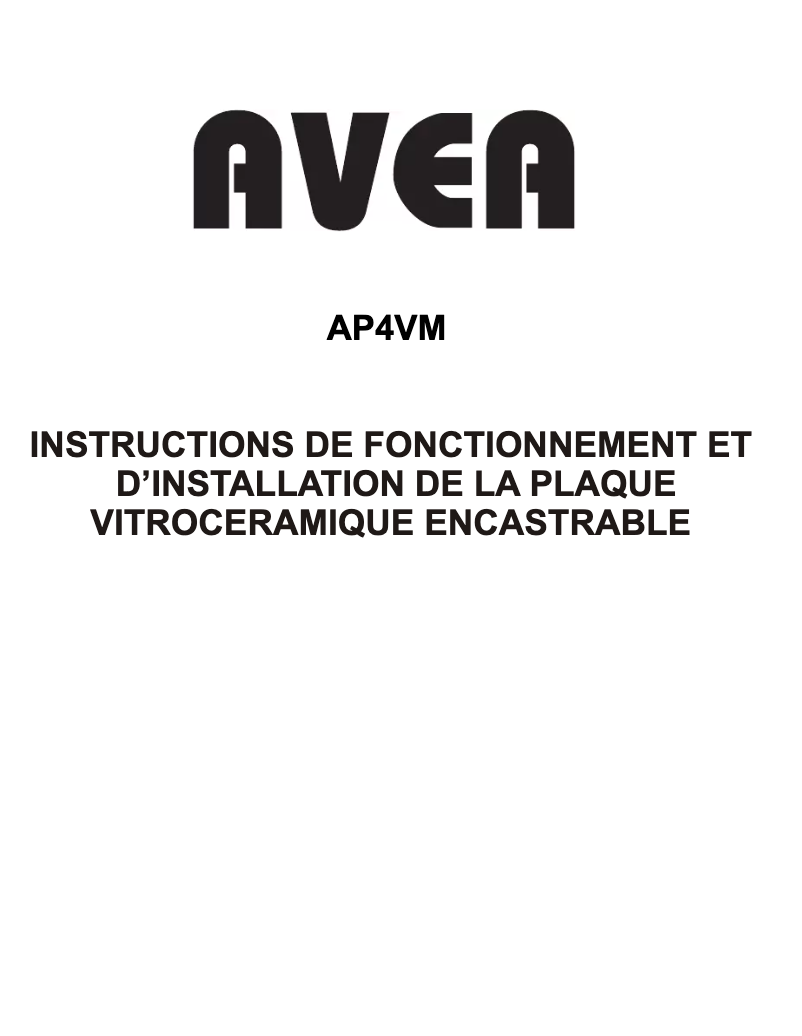 Page 1 de la notice Manuel utilisateur AVEA AP4VM