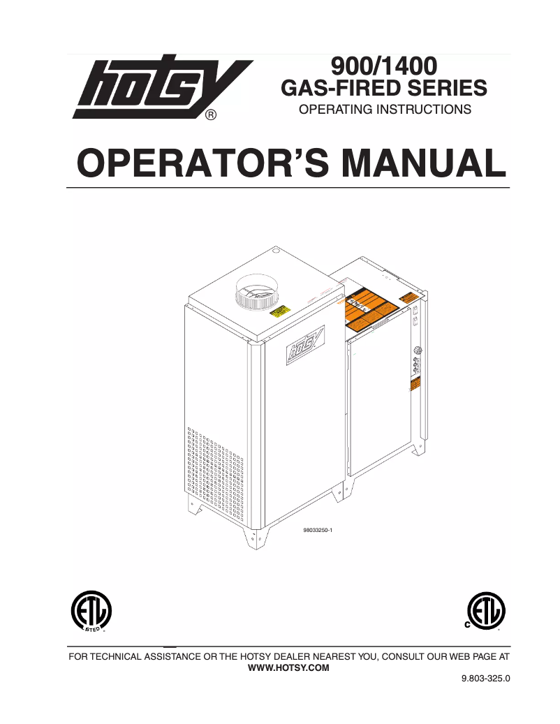 Page 1 of the manual User Manual Hotsy 1453P