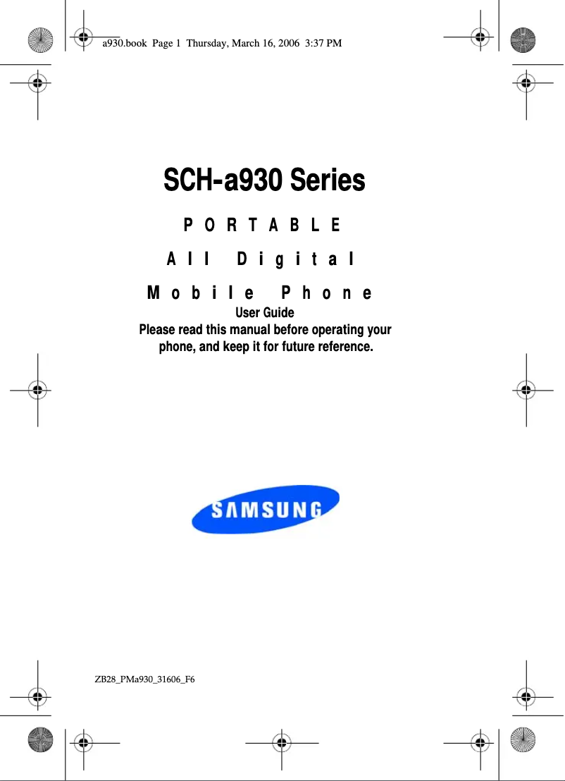 Page 1 de la notice Manuel utilisateur Samsung SCH-A930