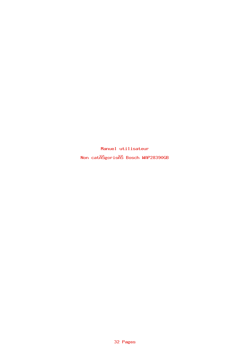 Page 1 de la notice Manuel utilisateur Bosch WAP28390GB