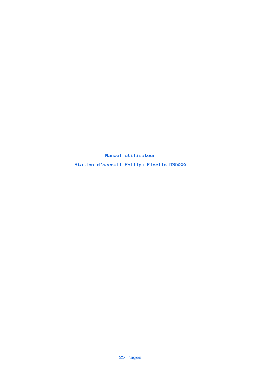 Page 1 de la notice Manuel utilisateur Philips Fidelio DS9000