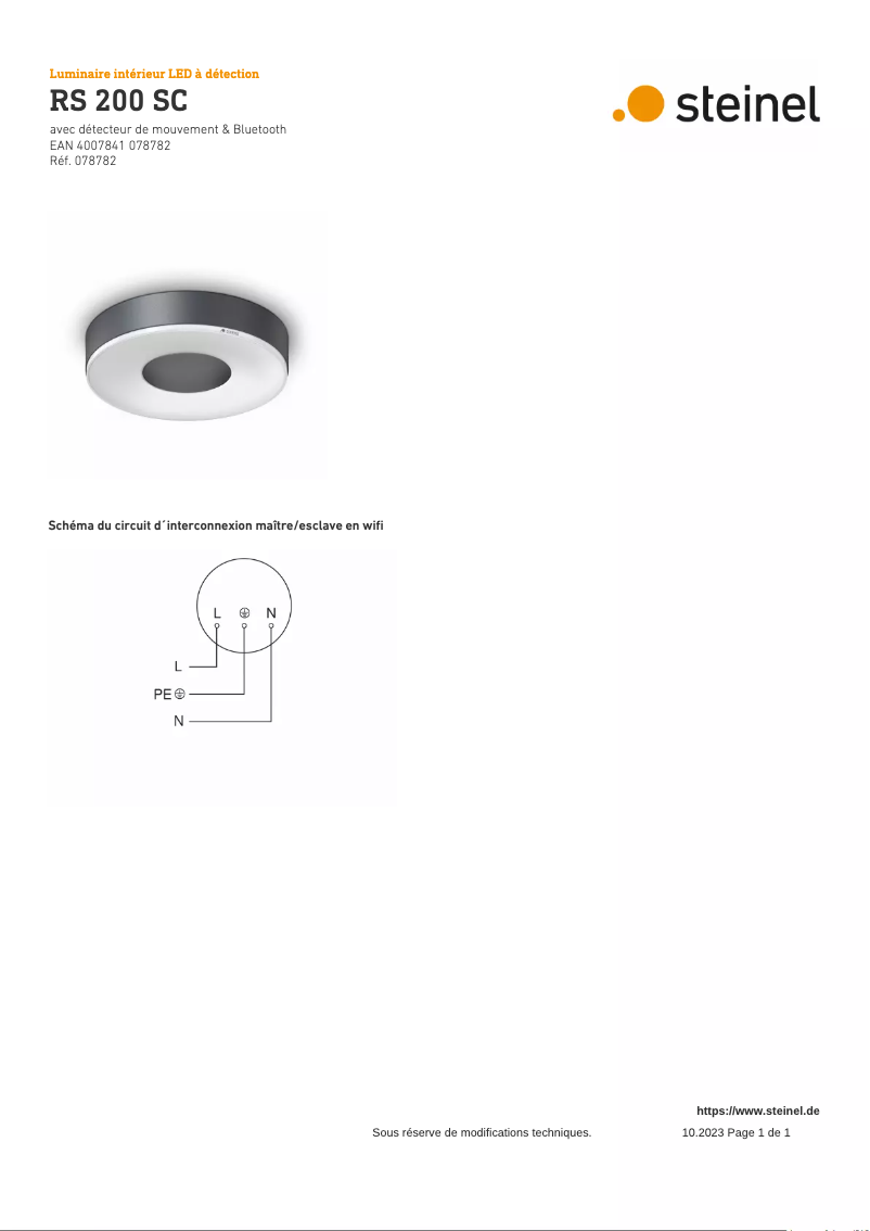 Page 1 de la notice Schéma de câblage Steinel RS 200 SC
