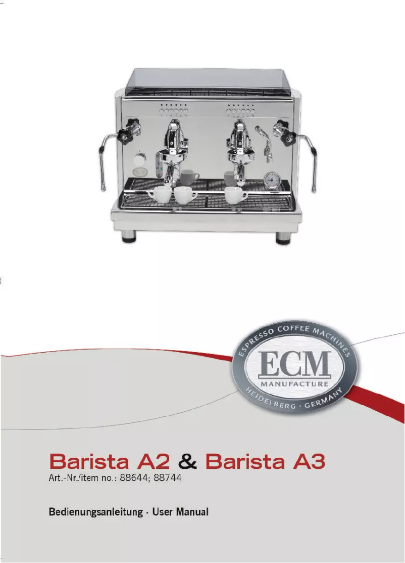 Page 1 de la notice Manuel utilisateur ECM Barista A3