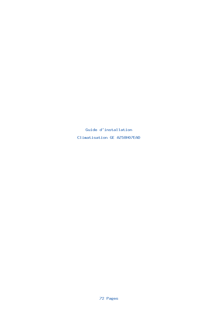 Page 1 de la notice Guide d'installation GE AZ58H07EAD