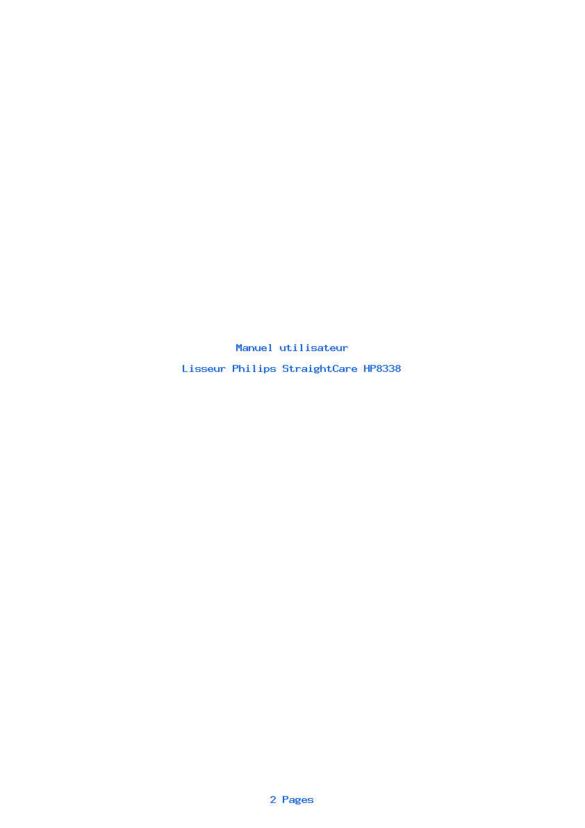 Page 1 de la notice Manuel utilisateur Philips StraightCare HP8338