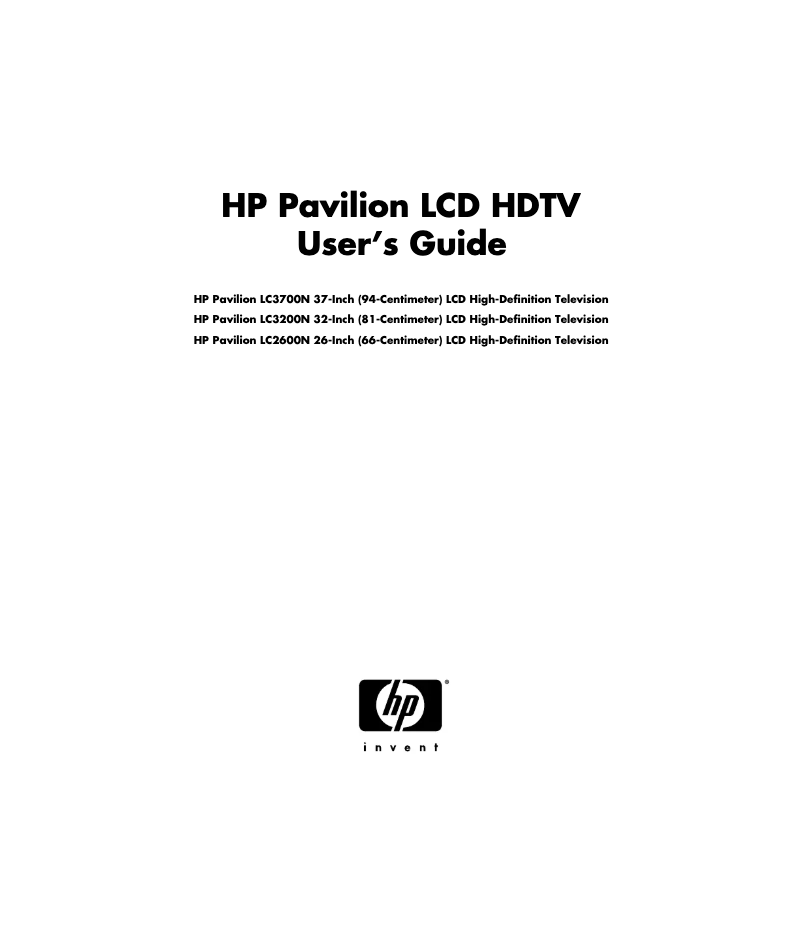 Page 1 of the manual User Manual HP Pavilion LC3700N
